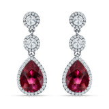 Pear Teardrop Halo Drop Dangle Earring Cubic Zirconia 925 Sterling Silver