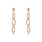 Infinity Twisted Two Tone Stud Earring Cubic Zirconia 925 Sterling Silver