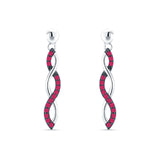 Infinity Twisted Two Tone Stud Earring Cubic Zirconia 925 Sterling Silver