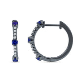 Round Cubic Zirconia Huggie Hoop Earring 925 Sterling Silver