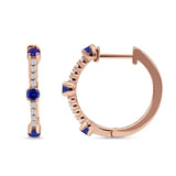 Round Cubic Zirconia Huggie Hoop Earring 925 Sterling Silver