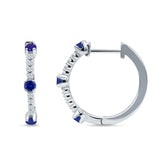 Round Cubic Zirconia Huggie Hoop Earring 925 Sterling Silver