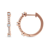 Round Cubic Zirconia Huggie Hoop Earring 925 Sterling Silver