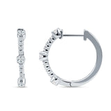 Round Cubic Zirconia Huggie Hoop Earring 925 Sterling Silver
