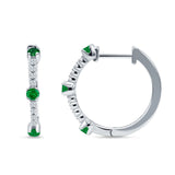 Round Cubic Zirconia Huggie Hoop Earring 925 Sterling Silver
