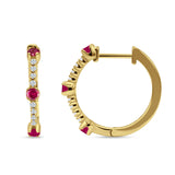 Round Cubic Zirconia Huggie Hoop Earring 925 Sterling Silver