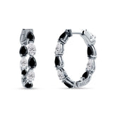 Pear Teardrop Cubic Zirconia Huggie Hoop Earring 925 Sterling Silver