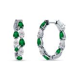 Pear Teardrop Cubic Zirconia Huggie Hoop Earring 925 Sterling Silver