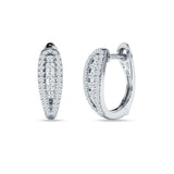 Three Row Oblong Hoop Earring Cubic Zirconia 925 Sterling Silver