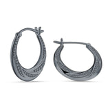 Round Beaded Creole Hoop Earrings Twisted 925 Sterling Silver