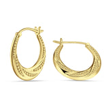 Round Beaded Creole Hoop Earrings Twisted 925 Sterling Silver