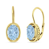 Oval Solitaire Drop Dangle Leverback Earring Cubic Zirconia 925 Sterling Silver