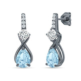 Pear Teardrop Twisted Infinity Stud Earring Cubic Zirconia 925 Sterling Silver