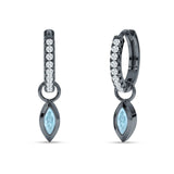 Marquise Drop Dangle Hoop Earring Cubic Zirconia 925 Sterling Silver