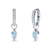 Marquise Drop Dangle Hoop Earring Cubic Zirconia 925 Sterling Silver