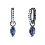 Marquise Drop Dangle Hoop Earring Cubic Zirconia 925 Sterling Silver
