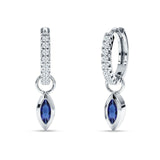 Marquise Drop Dangle Hoop Earring Cubic Zirconia 925 Sterling Silver