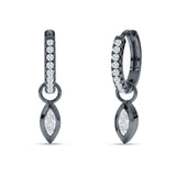 Marquise Drop Dangle Hoop Earring Cubic Zirconia 925 Sterling Silver