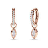 Marquise Drop Dangle Hoop Earring Cubic Zirconia 925 Sterling Silver