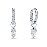 Marquise Drop Dangle Hoop Earring Cubic Zirconia 925 Sterling Silver
