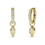 Marquise Drop Dangle Hoop Earring Cubic Zirconia 925 Sterling Silver