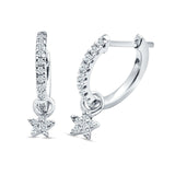 Star Cluster Charm Huggie Hoop Earring Cubic Zirconia 925 Sterling Silver