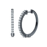 Round Cubic Zirconia Eternity Stone Huggie Hoop Earring 925 Sterling Silver