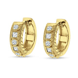Round & Princess Cut Cubic Zirconia Huggie Hoop Earring 925 Sterling Silver