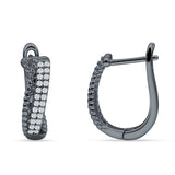 Twisted Rope 15.3mm Cubic Zirconia Huggie Hoop Earring 925 Sterling Silver