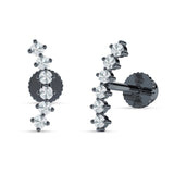 Six Stone Climber Stud Earring Cubic Zirconia 925 Sterling Silver