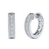 Round & Baguette Cubic Zirconia Huggie Hoop Earring 925 Sterling Silver
