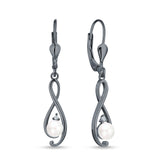 Music Note Infinity Style Leverback Earring Cubic Zirconia 925 Sterling Silver