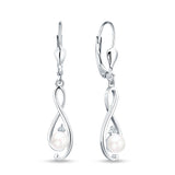 Music Note Infinity Style Leverback Earring Cubic Zirconia 925 Sterling Silver