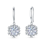 Round Cubic Zirconia Flower Heart Designer Fishhook Earring 925 Sterling Silver