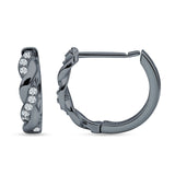 Twisted Infinity Round Cubic Zirconia Huggie Hoop Earring 925 Sterling Silver