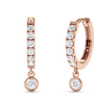 Round Charm Huggie Hoop Earring Cubic Zirconia 925 Sterling Silver