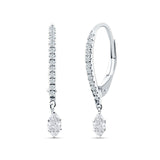 Dangle Hoop 22mm Leverback Earrings Round & Marquoise CZ 925 Sterling Silver