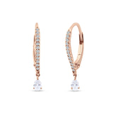 Round & Pear Teardrop CZ Dangle Hoop Leverback Earrings 925 Sterling Silver