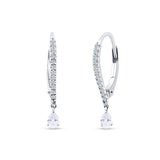 Round & Pear Teardrop CZ Dangle Hoop Leverback Earrings 925 Sterling Silver
