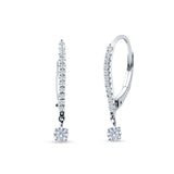 Eternity Round CZ Dangle Hoop Leverback Earrings 925 Sterling Silver