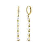 Drop Dangle Oblong Hoop Earring Pear Cubic Zirconia 925 Sterling Silver