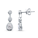 Drop Dangle 19mm Pear Stud Earrings Cubic Zirconia 925 Sterling Silver