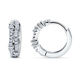 Minimalist 12.7mm Round Cubic Zirconia Hoop Earrings 925 Sterling Silver