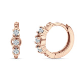 Minimalist 12mm Round Cubic Zirconia Trio Hoop Earrings 925 Sterling Silver