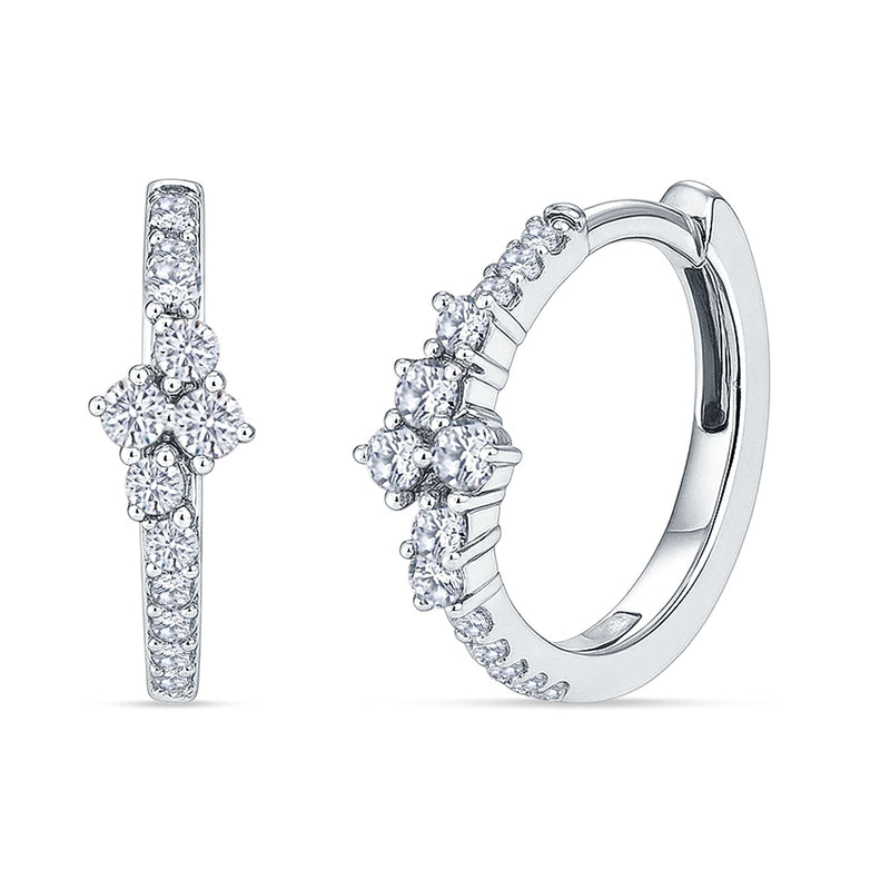 Minimalist 12.7mm Round Cubic Zirconia Hoop Earrings 925 Sterling Silver