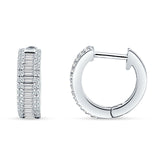 Emerald Cut 12mm Cubic Zirconia Hoop Earrings 925 Sterling Silver