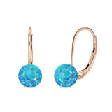 Round 8mm Lab Created Opal Leverback Earrings 925 Sterling Silver