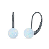 Round 6mm Lab Created Opal Leverback Earrings 925 Sterling Silver