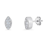 Minimalist 6mm Marquise Stud Earrings Cluster Cubic Zirconia 925 Sterling Silver