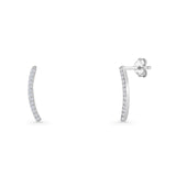 Minimalist 8mm Bar Stud Earrings Cubic Zirconia 925 Sterling Silver